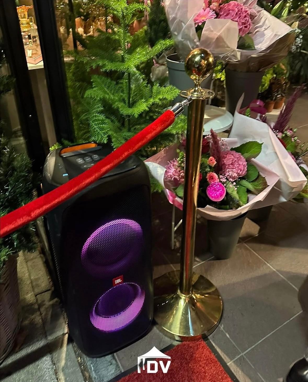 Rode loper met gouden afzetpaaltjes - alternate view